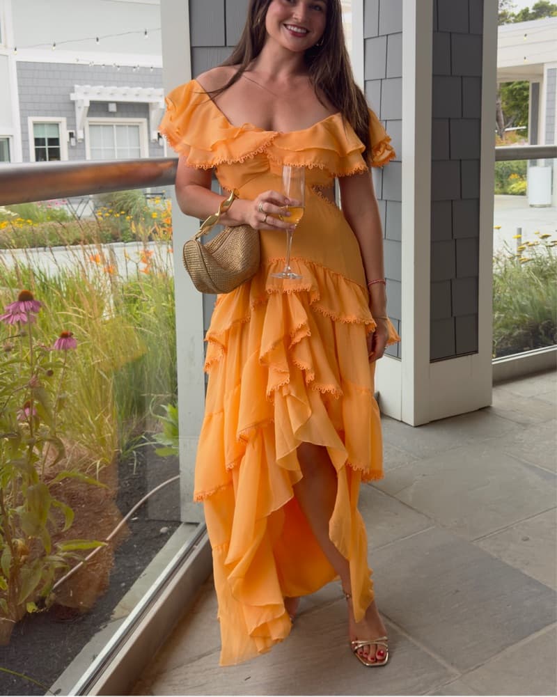 Orange ruffle Wedding Guest Dress - Image 2