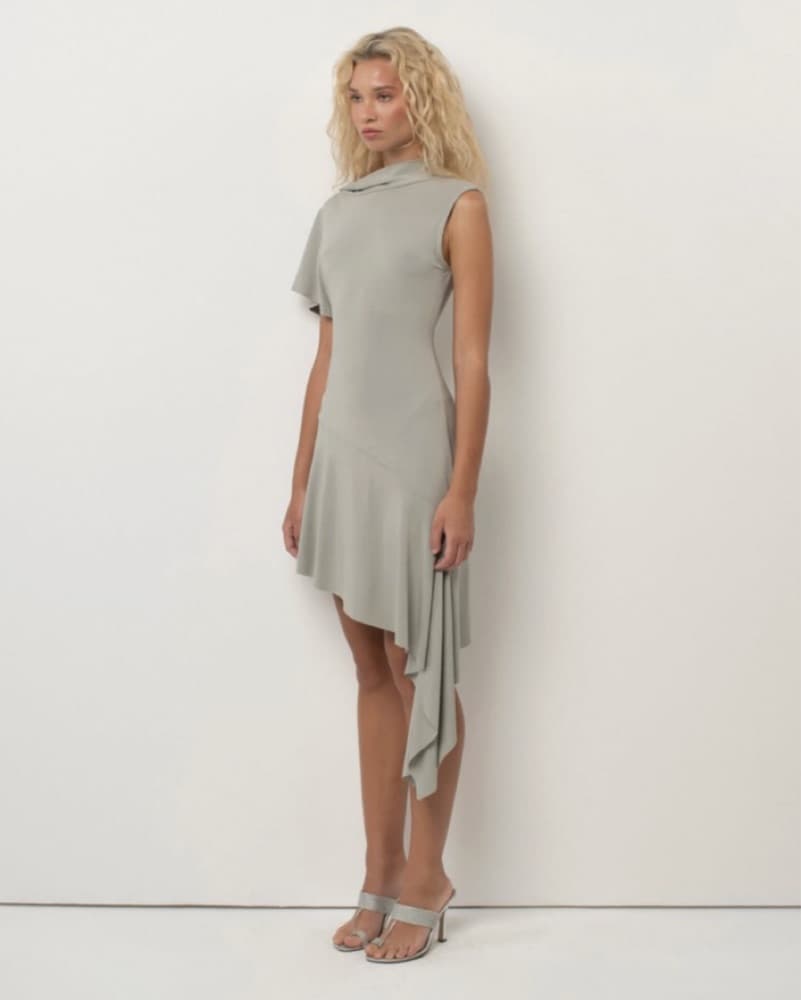 Belle Anna Plume Dress In “Silver” - Image 2