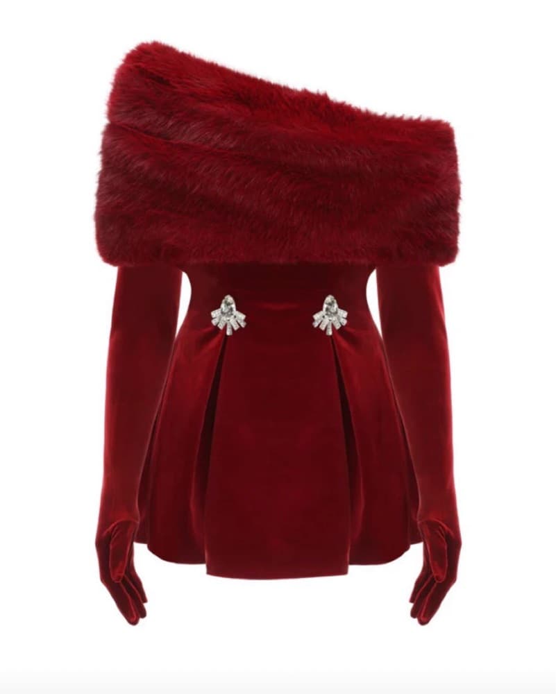 Nana Jacqueline Simone Velvet Red Dress - Image 2