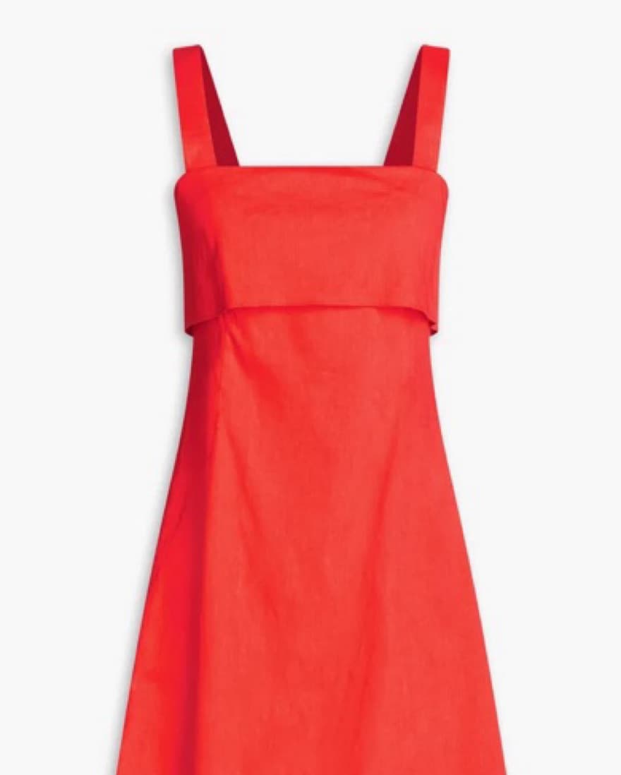 Theory Linen Mini Dress Red - Image 5