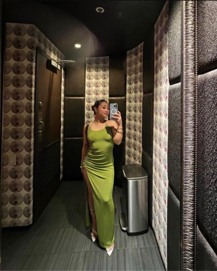 Meshki Green Backless Slit Dress - Image 1
