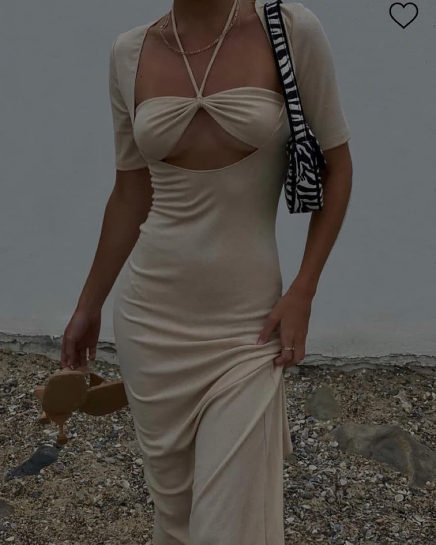 Field Of Dreams Tan/Off-White Dress  - Image 1