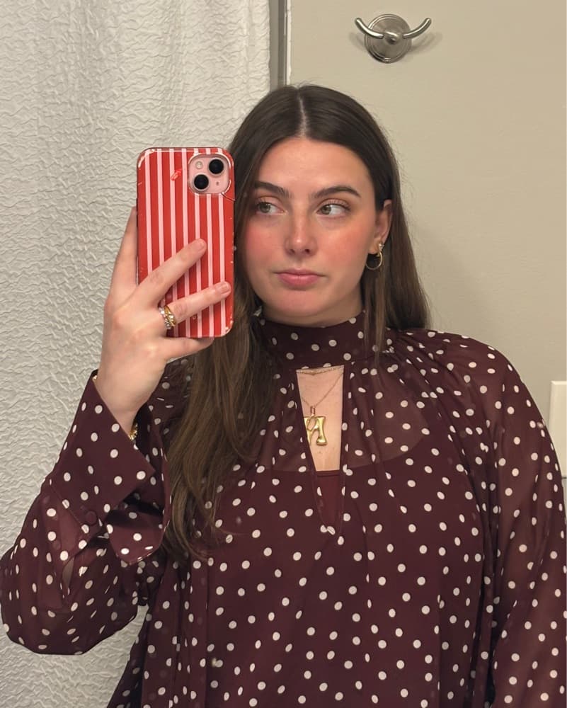 H&M Burgundy Polka Dot Tie Top - Image 2