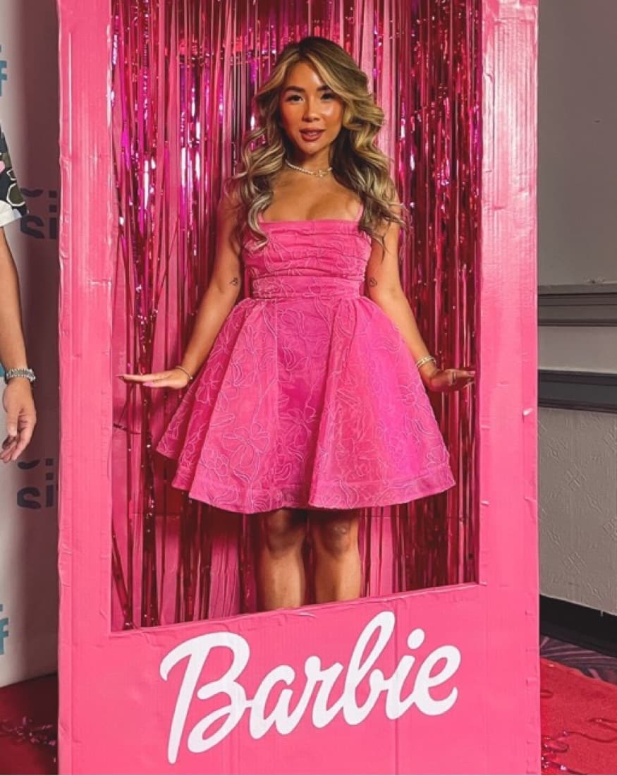 Aje Evangeline Cornelli Mini Dress Pink - Image 3
