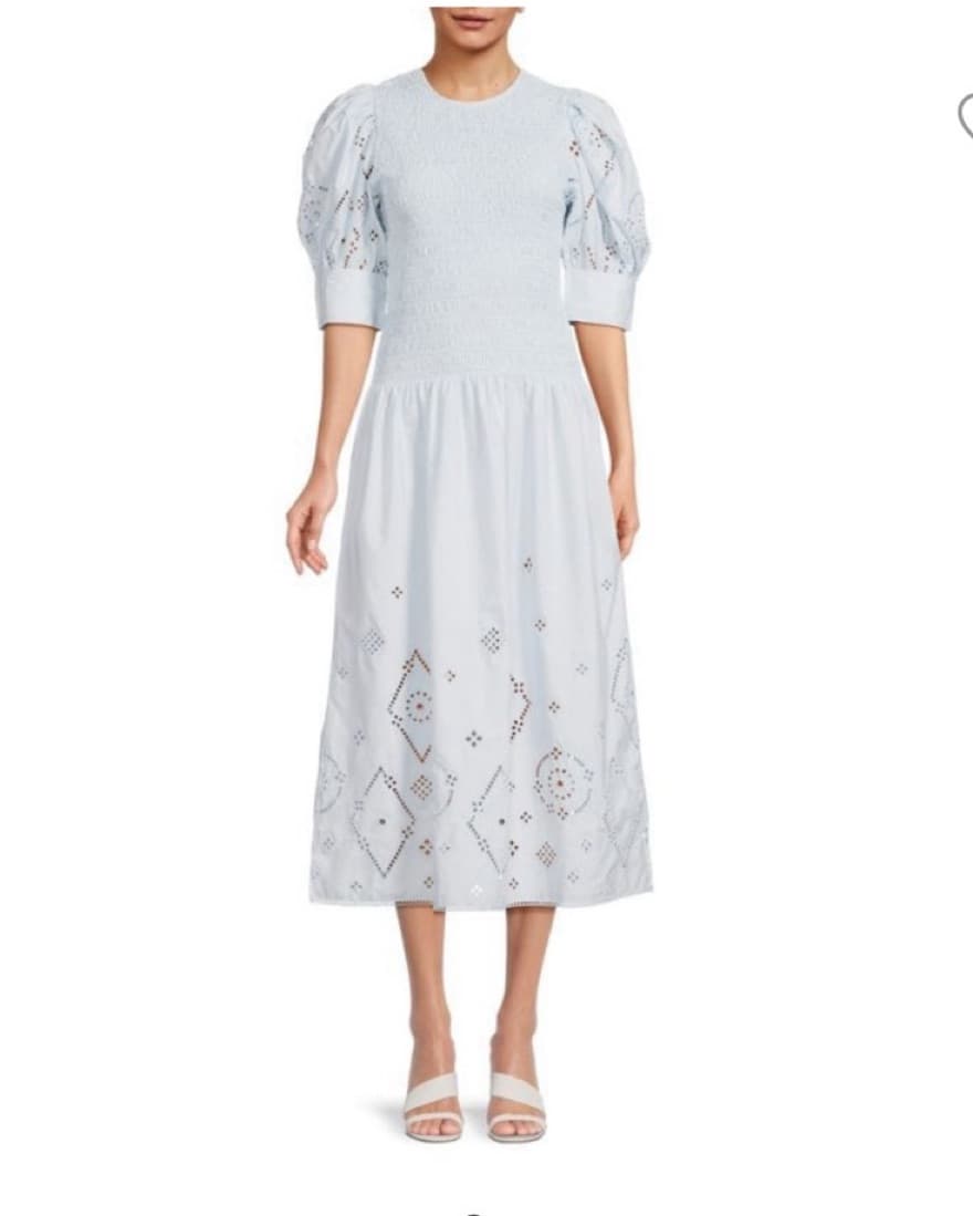 Ganni Broderie Smocked Dress  - Image 1