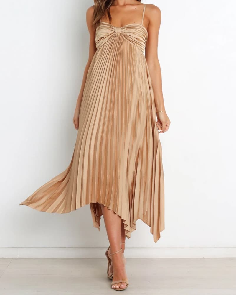 Gold Petal And Pup Midi Dress - Image 1