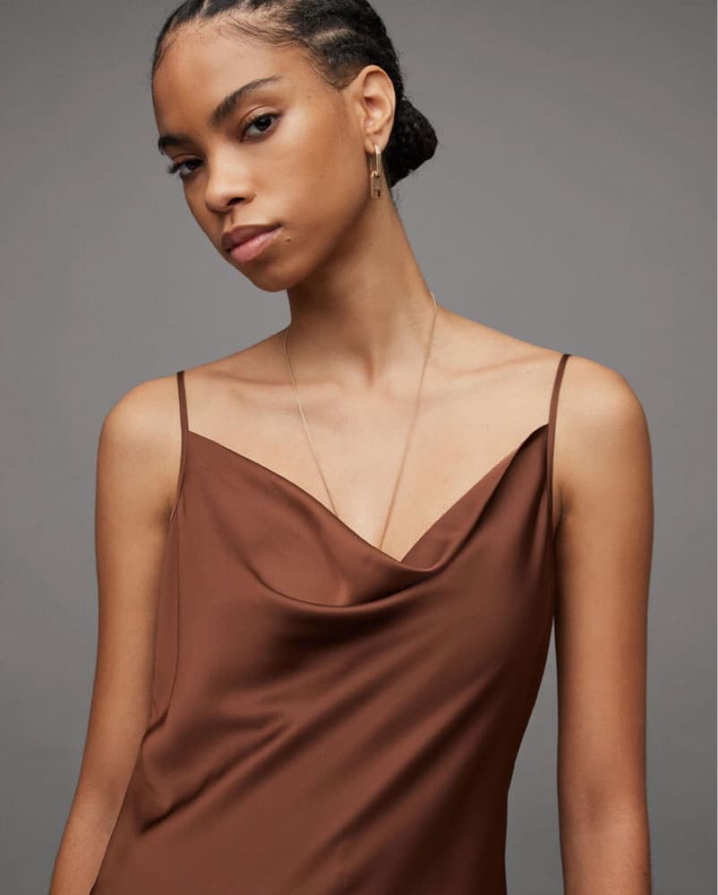 AllSaints Hadley Cowl Neck Satin Dress - Image 3
