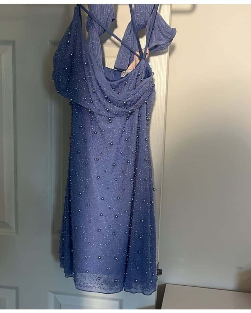 Oh Polly Sequin Blue Mini  W/ Sleeves - Image 2