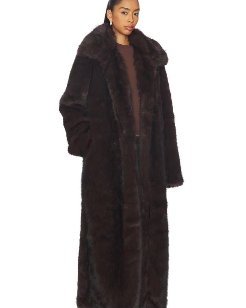 SNDYS Brown Faux Fur Coat - Image 2