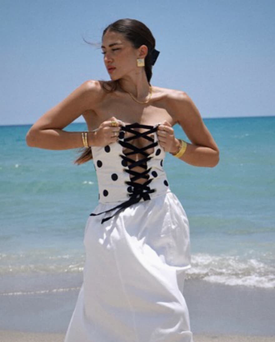 Polka Dot Ribbon Corset - Image 1