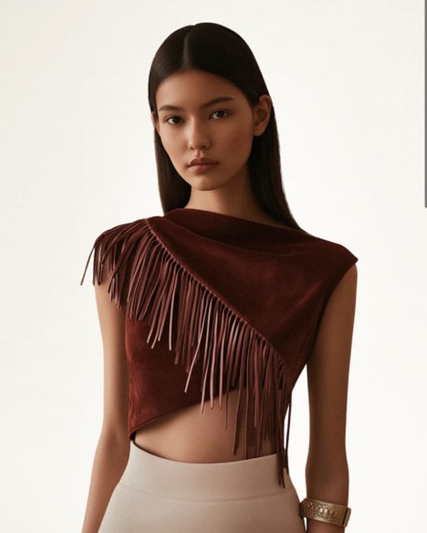 Asymmetric Fringe Sueded Top - Image 1