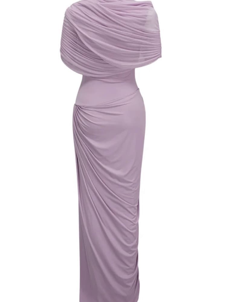 Purple Asymmetrical Maxi Gown - Image 4