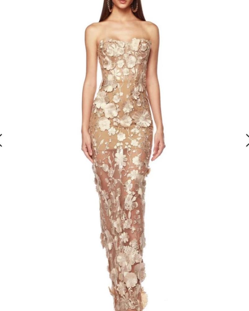 Bronx & Banco Jasmin Gold Floral Gown S - Image 1