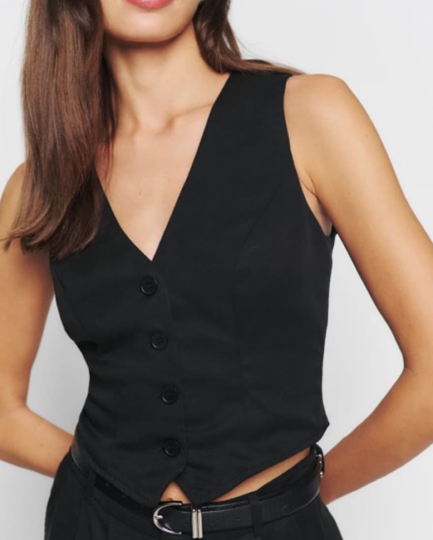 Reformation Devin Twill Black Vest - Image 5