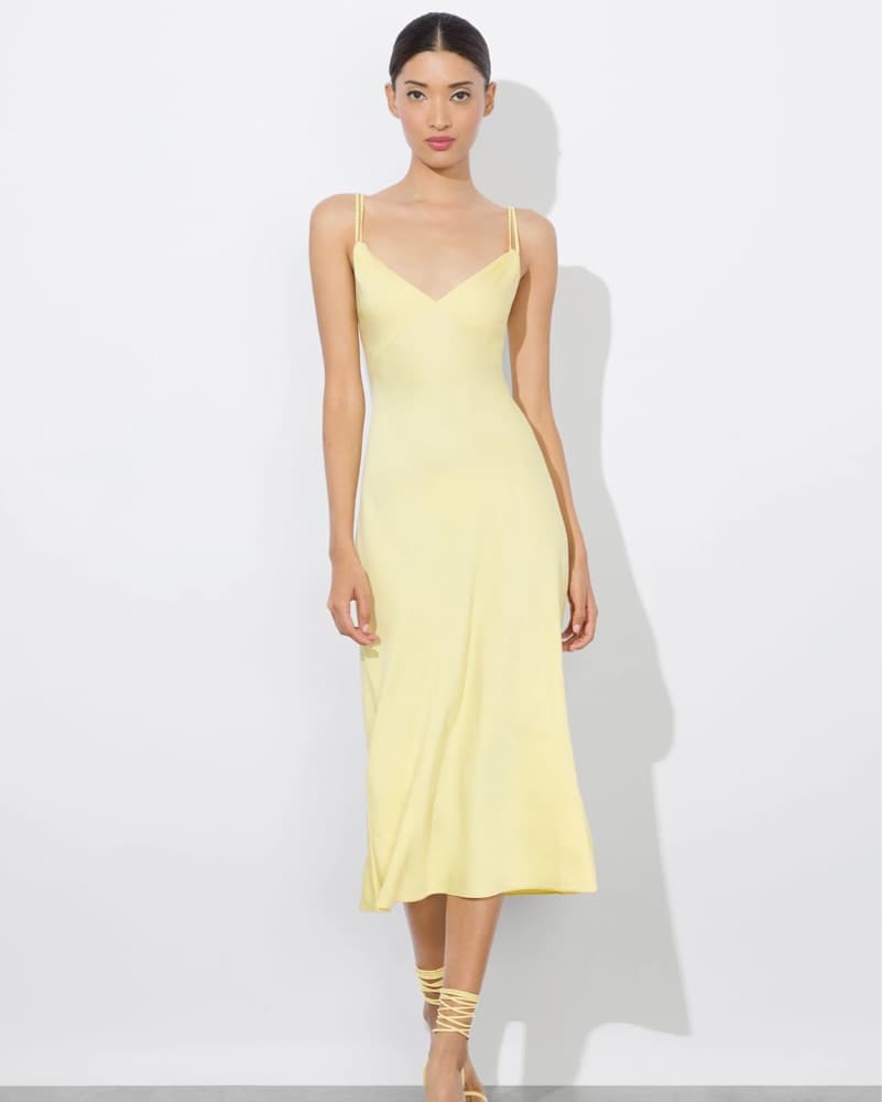 Alice + Olivia Kiro Butter Yellow Slip Dress - Image 2