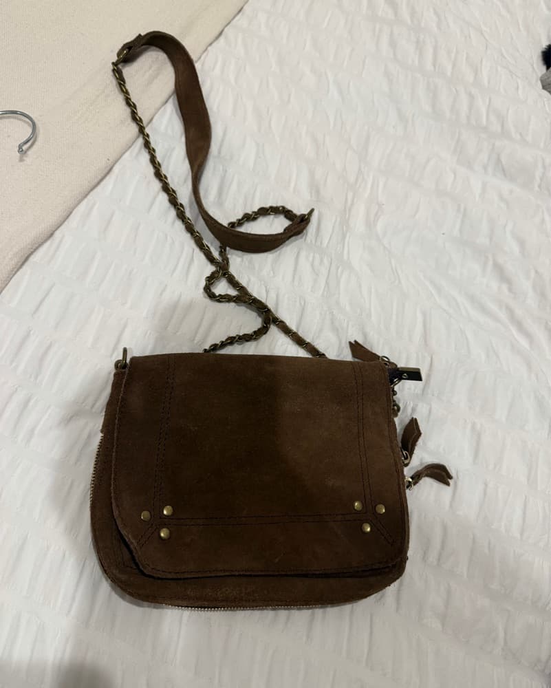 Brown Suede Crossbody Bag - Image 2