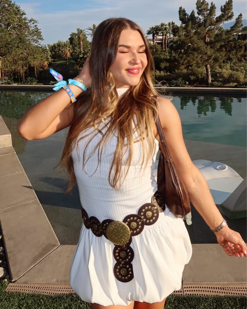WHITE BUBBLE HEM MINI DRESS - Image 2