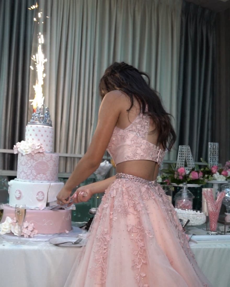 Pink two set formal skirt and top - Image 2