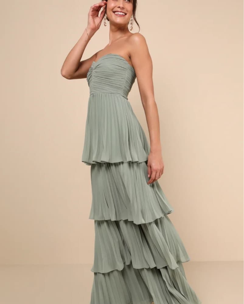 Lulus Strapless Tiered Dress - Image 1