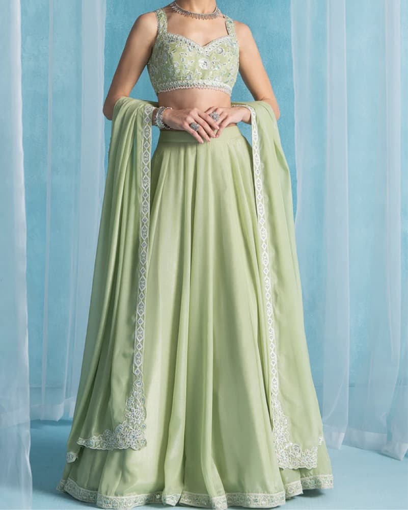 Sage Green Lashkara Lehenga - Image 2
