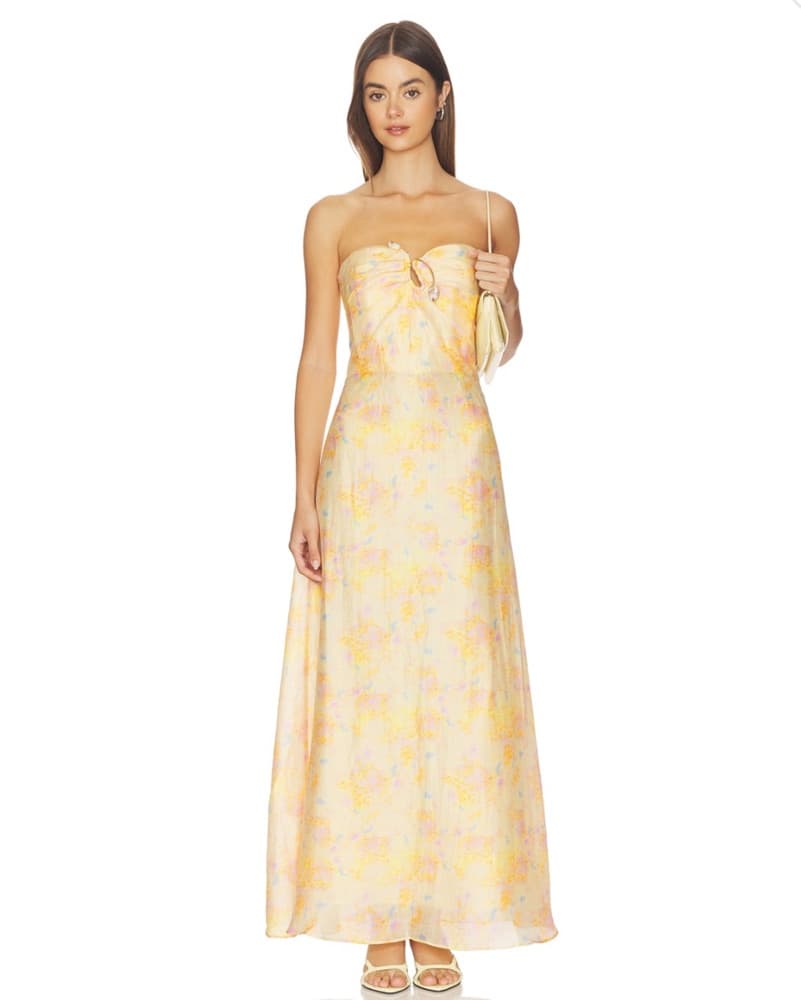 Amina Strapless Maxi Dress in Yellow - Image 1