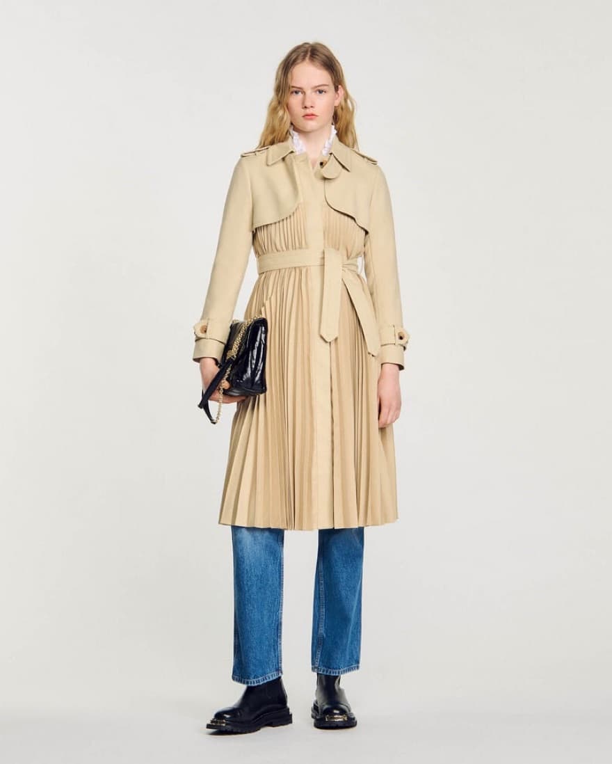 Sandro Pleated Trench Coat Dress - Image 1