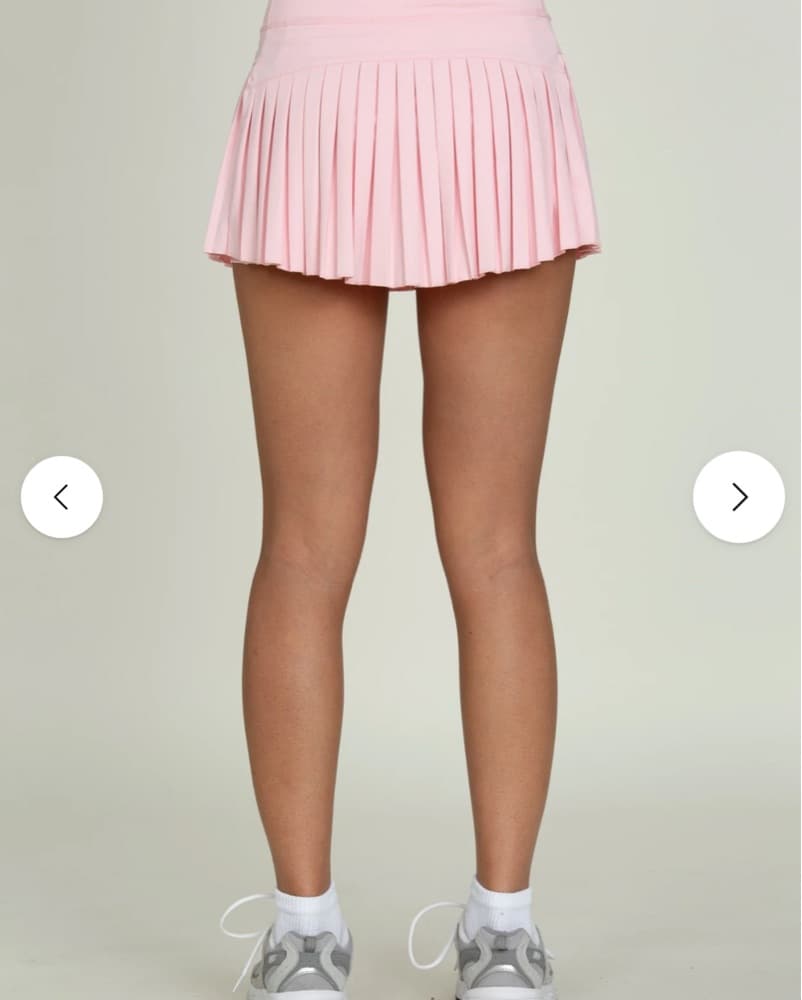 Gold Hinge Pleated Mini Skirt in Pink - Image 3