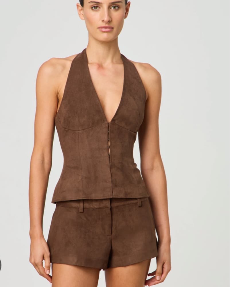 Glassons Suede Halter Top & Short Set - Image 1