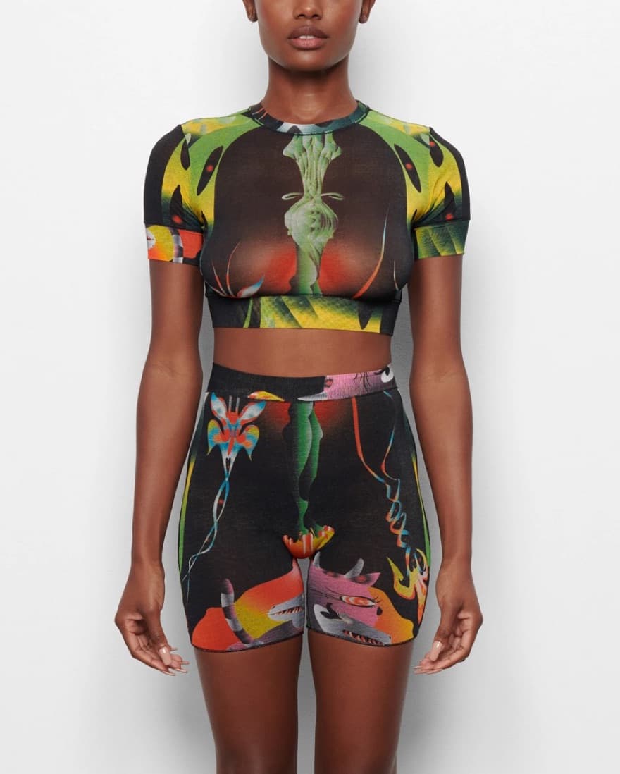 Skims Summer Mesh Obsidian Cropped Shirt - Image 3