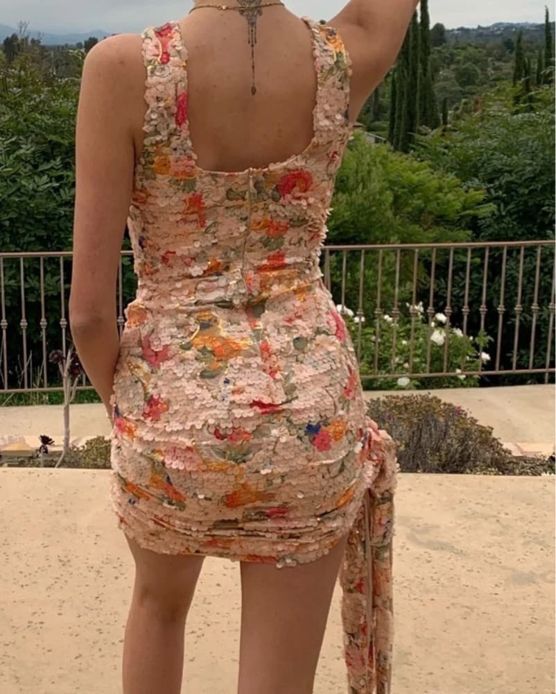 New Floral Sequins mini Dress size Small - Image 2