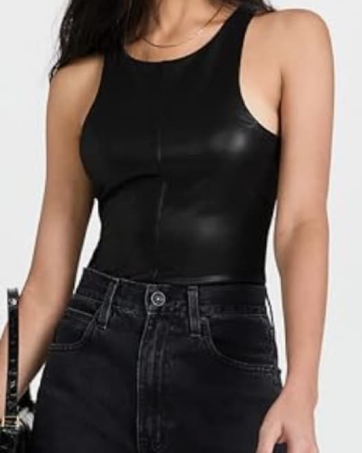Good American Black Leather Bodysuit - Image 3
