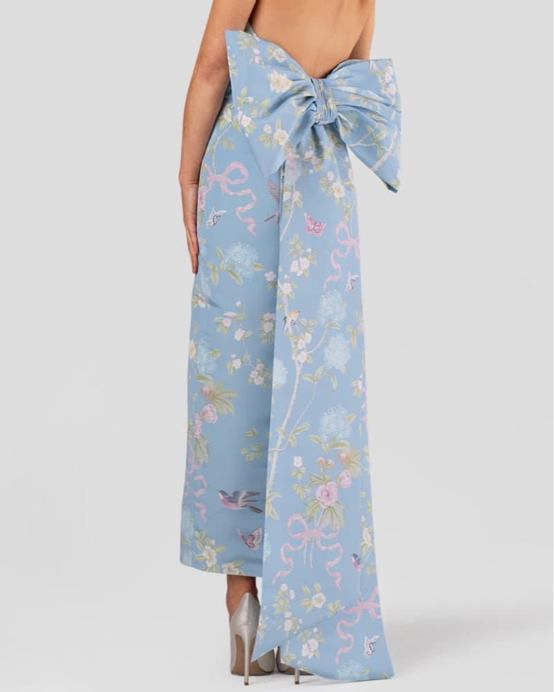 Butterfly Floral Silk Midi Dress - Image 2