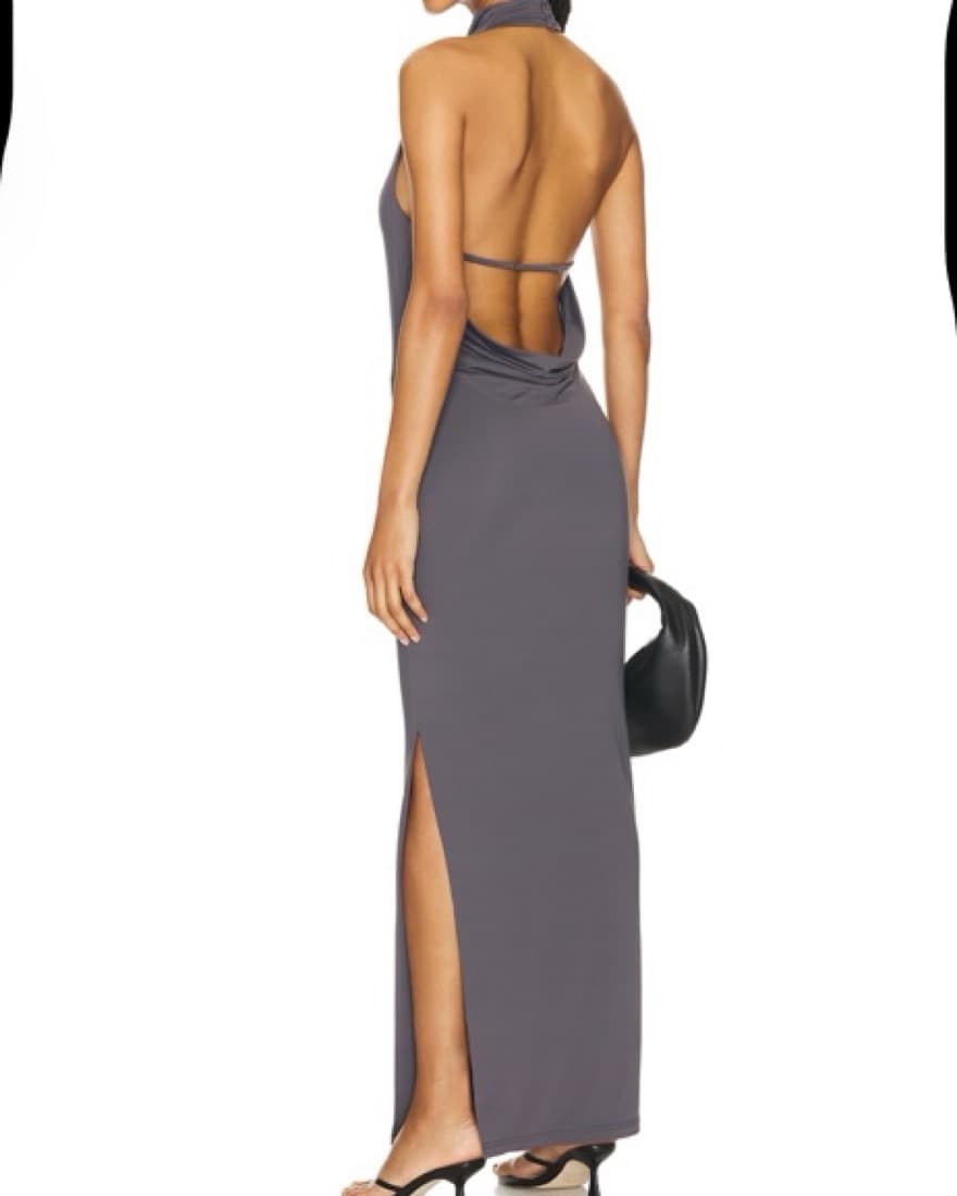 Grey Open Back Dress - Image 3