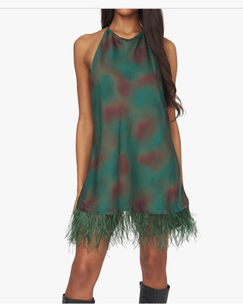 WeWoreWhat Halter Feather Party Dress - Image 1
