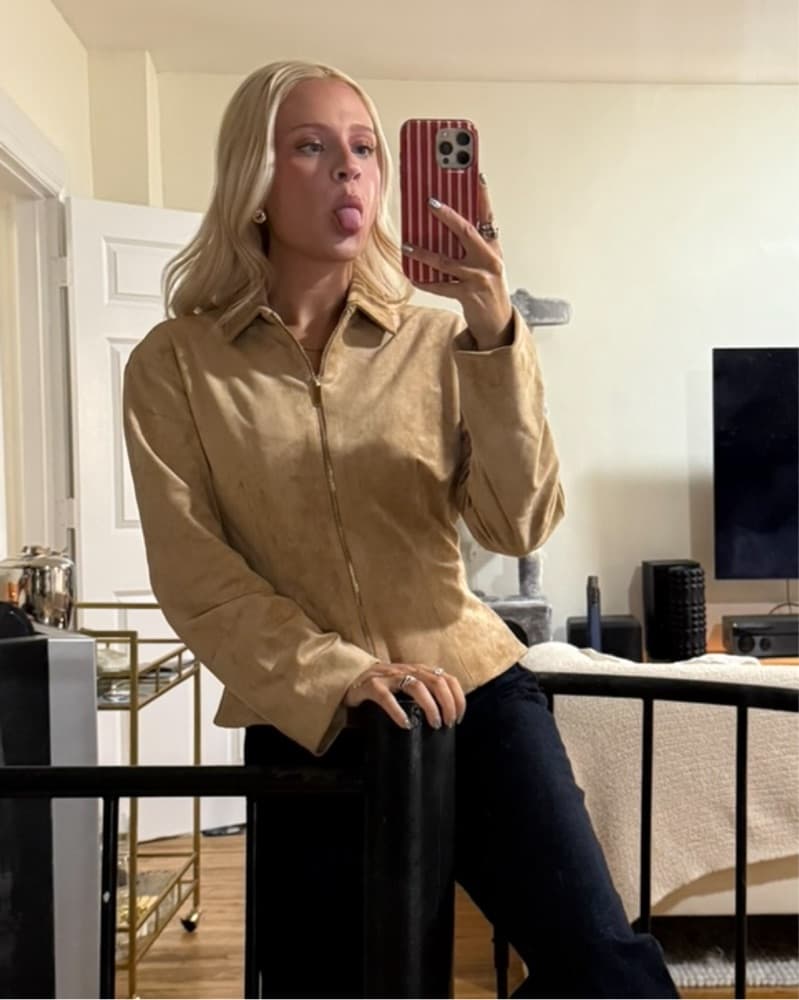 Amanda Uprichard Suede Jacket in Beige - Image 2