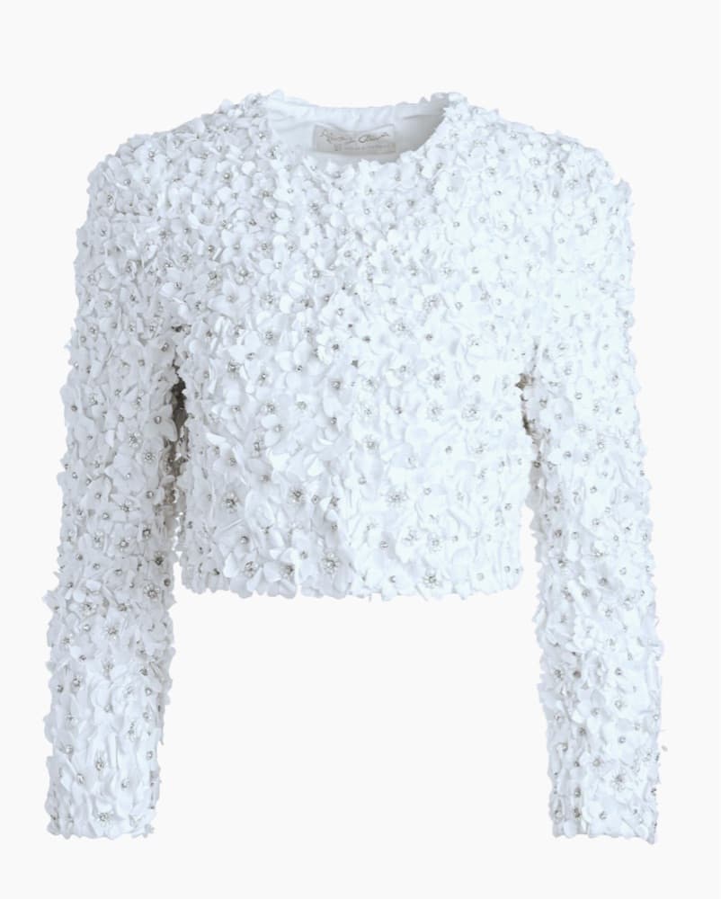 Elegant Cropped Floral Lace Jacket - Image 2