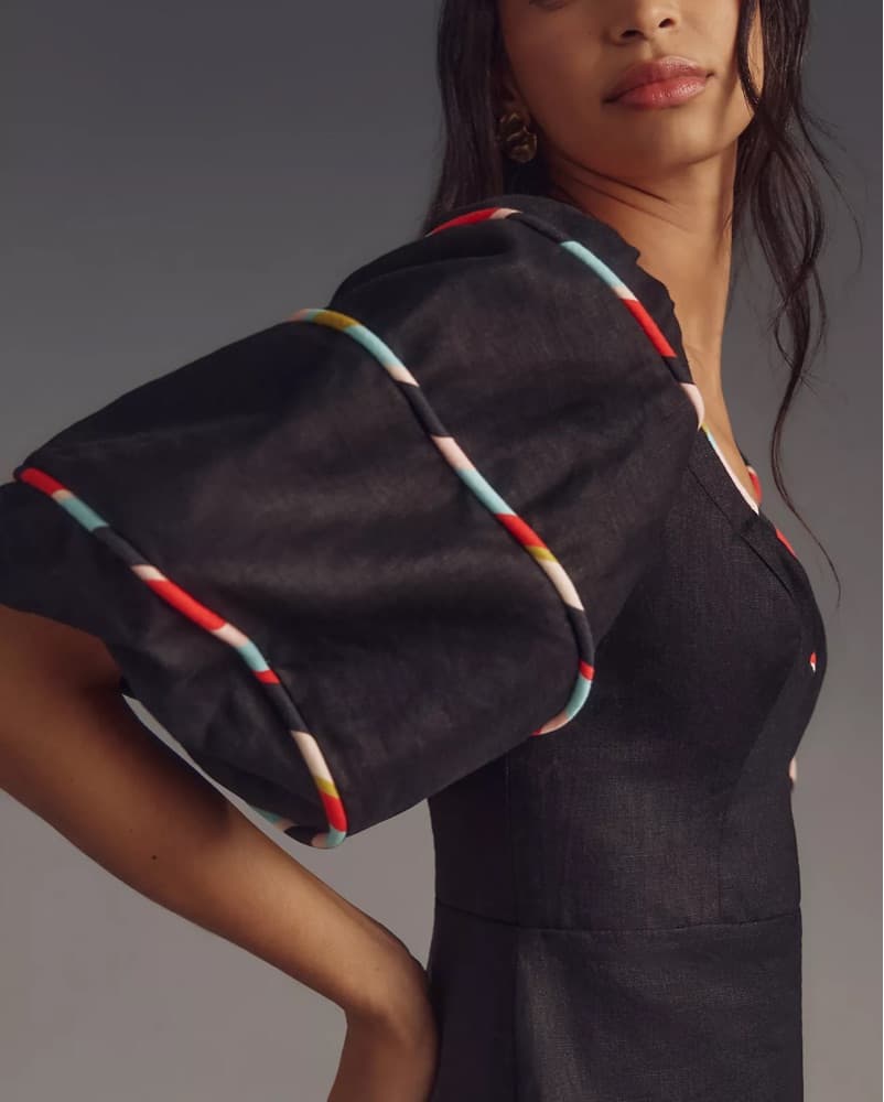 Farm Rio Colored Stripes Black Mini Dres - Image 4