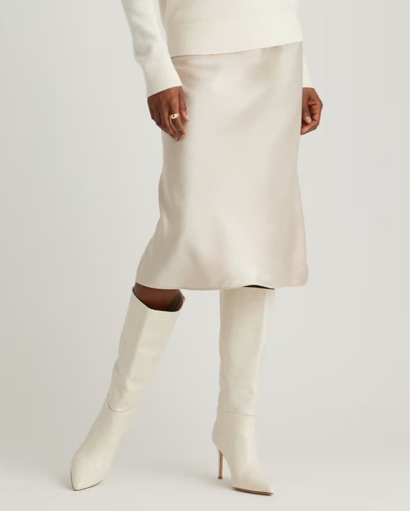 Elegant Genuine Silk Midi Skirt - Image 1