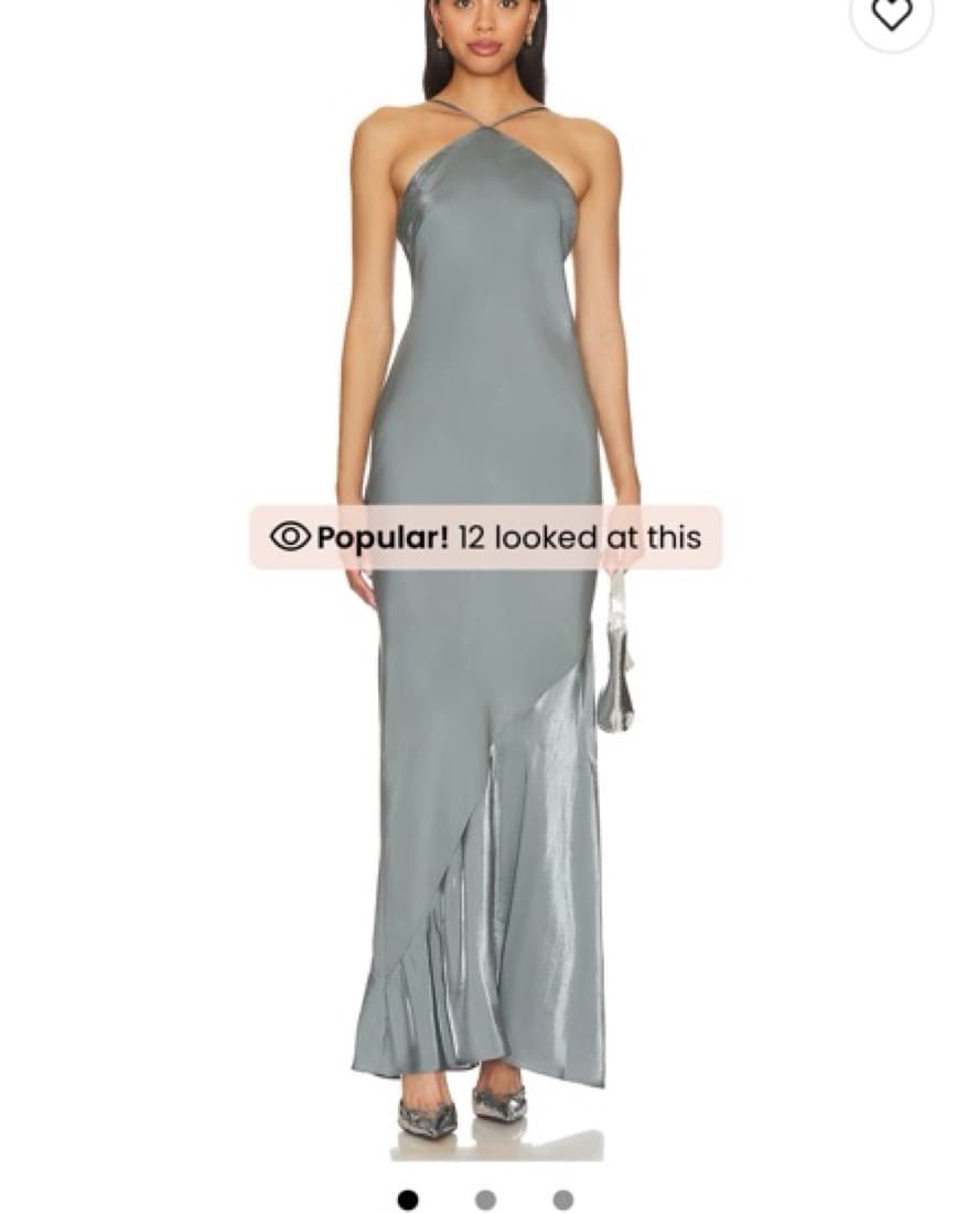Grey Satin Halter Maxi Dress - Image 1