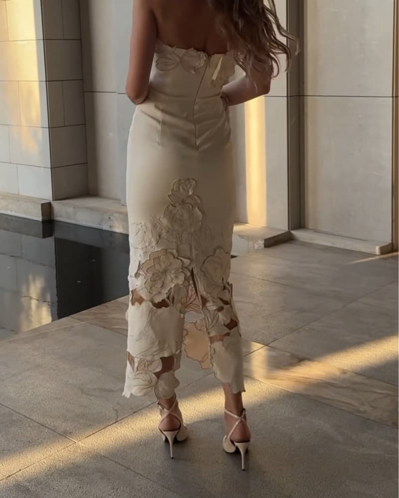 Leo Lin Applique Cut Out Ankle Dress - Image 2