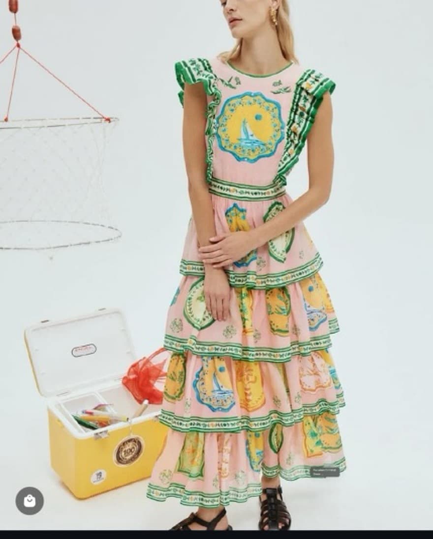 Alemais Porcelain Frill Midi Dress - Image 1