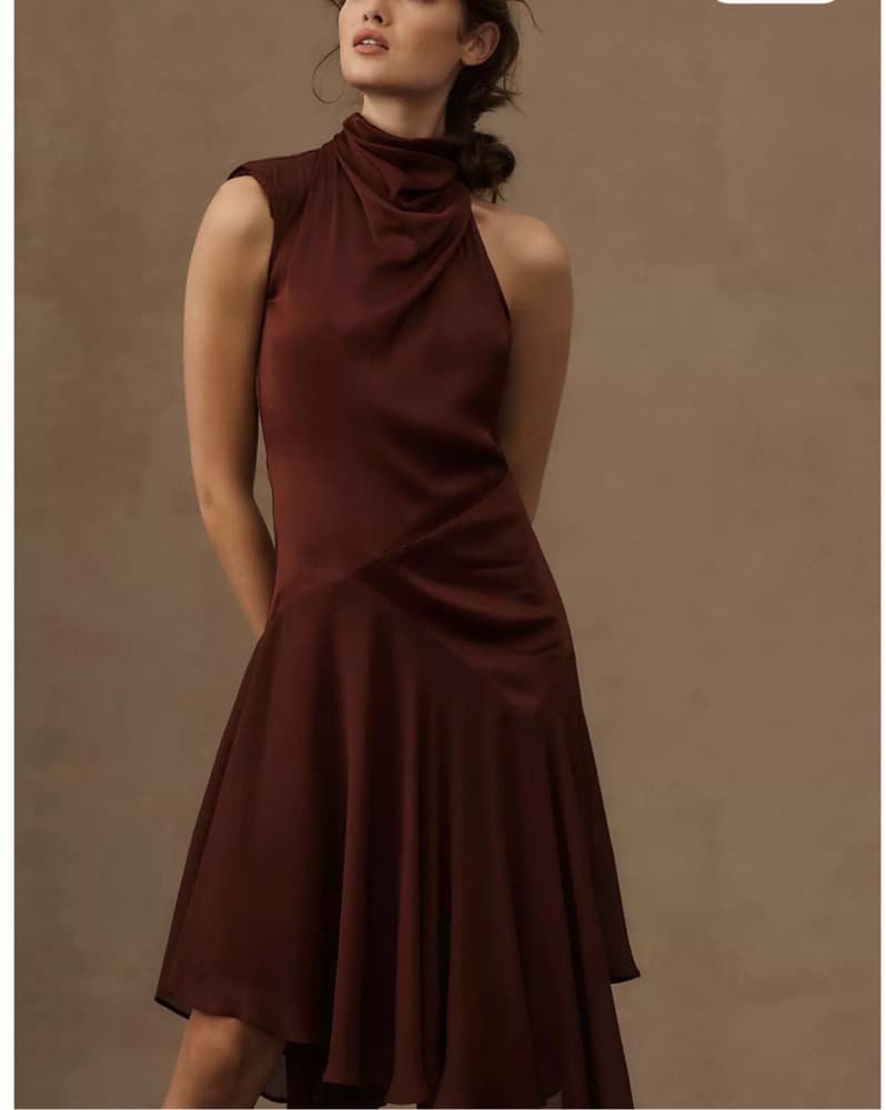Elegant Burgundy Anthropologi Midi Dress - Image 1