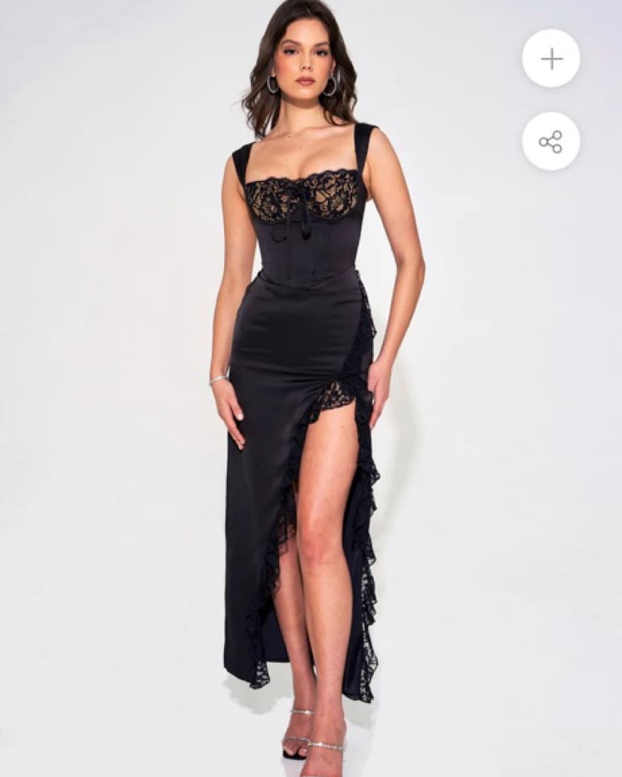Miss Circle Black Lace Corset Maxi Dress - Image 1