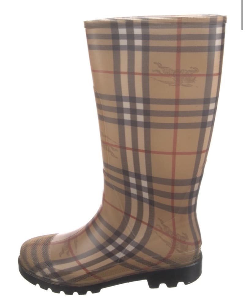 Burberry Rubber Plaid Print Rain Boots - Image 1