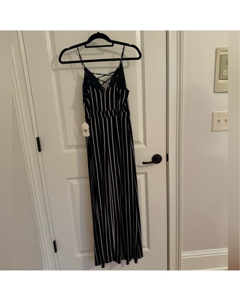 Navy with White Striped Romper - Image 4