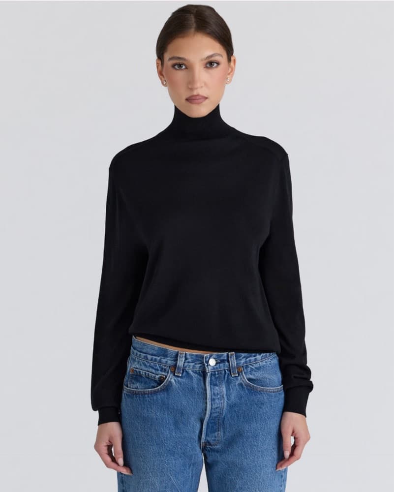 Sophisticated Black Turtleneck Sweater - Image 3