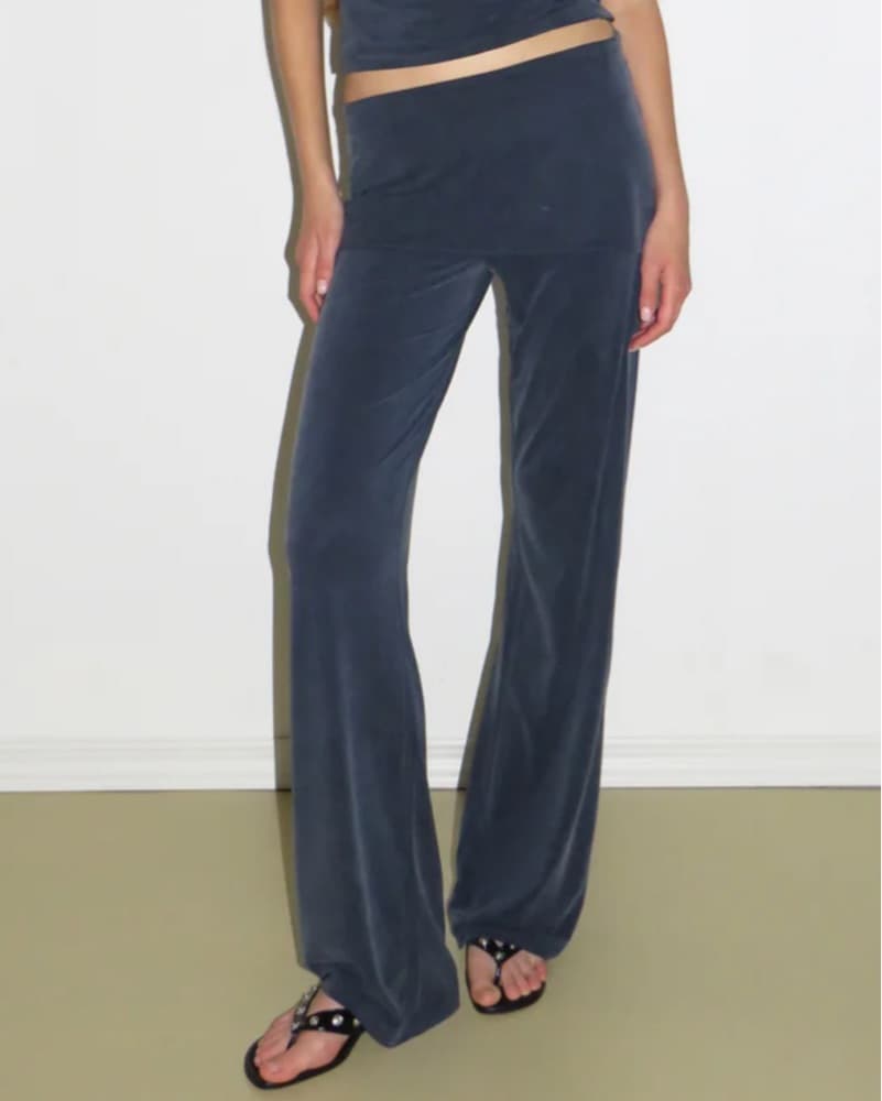Paloma Wool Top & Pant Navy Set - Mopit Halter Neck Deep V & Alexia Skirt Straight Leg Pants - Image 6