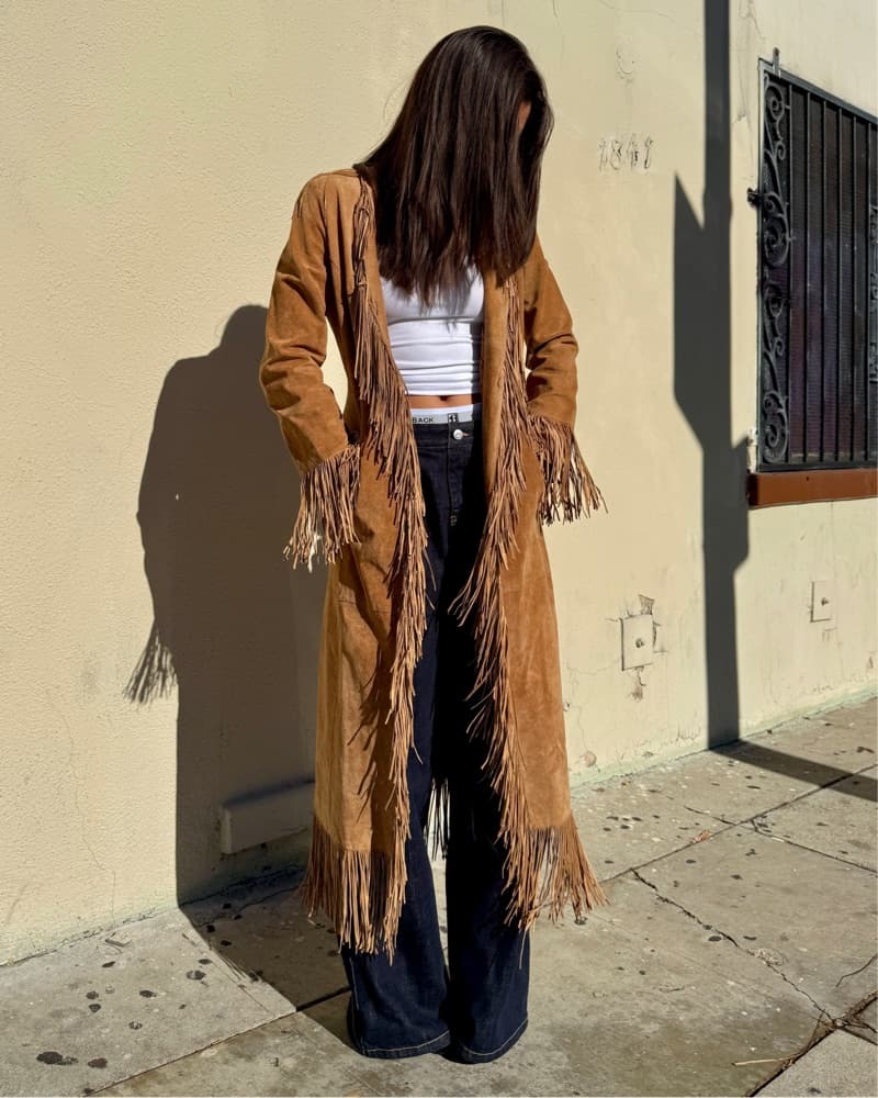 Long Leather Fringe Coat  - Image 6