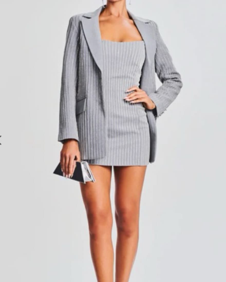 Gray/Silver Retrofete Embellished Blazer - Image 2