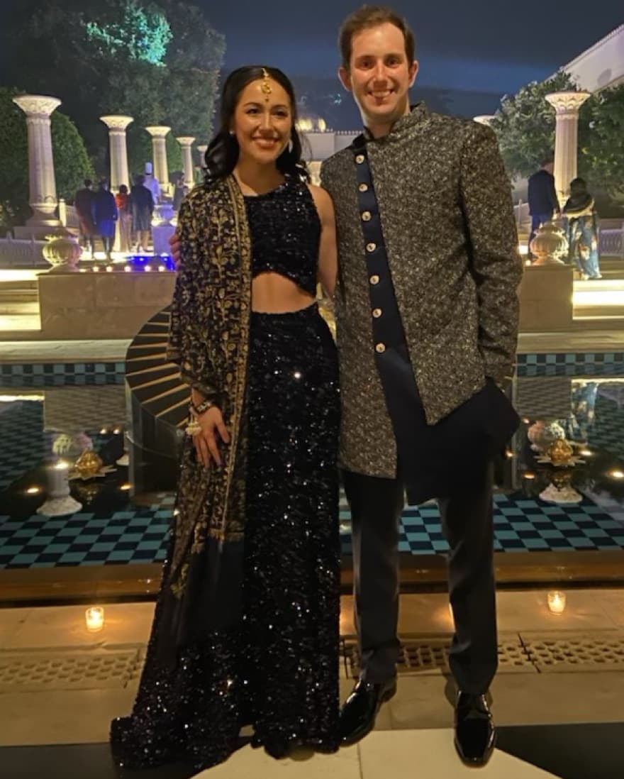Navy sequin indian Wedding Lehenga  - Image 1